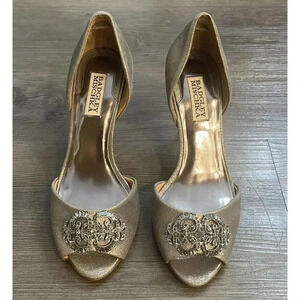 Badgely Mischka Women's Embellished Bronze High-Heels Shoes Size 7.5